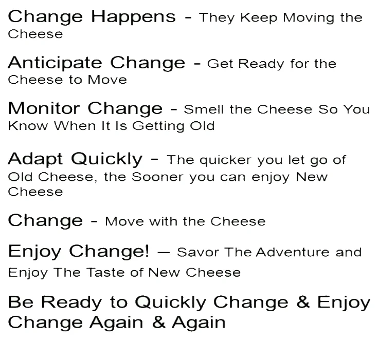 five principles from “Who Moved My Cheese
