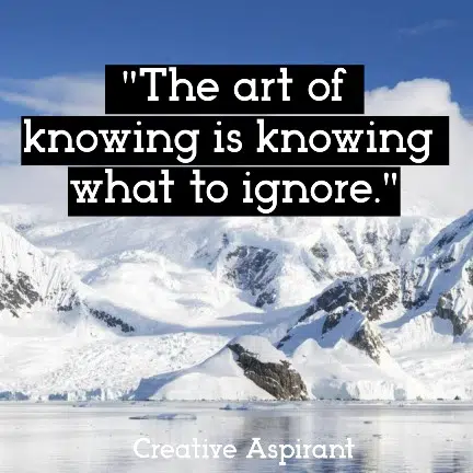 The art of knowing is knowing what to ignore.