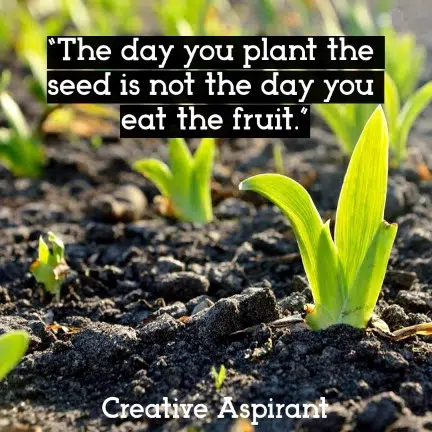 “The day you plant the seed is not the day you eat the fruit.”